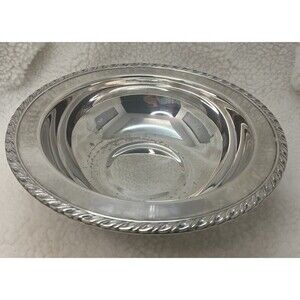 Rogers‎ Silver Co. Vintage 10.5" Serving Bowl with Rope Edge #1058